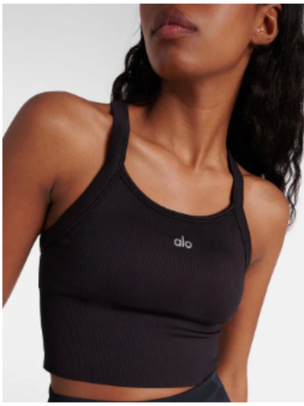 ALO YOGA Seamless Ribbed Logo Sports Bra MEDIUM
